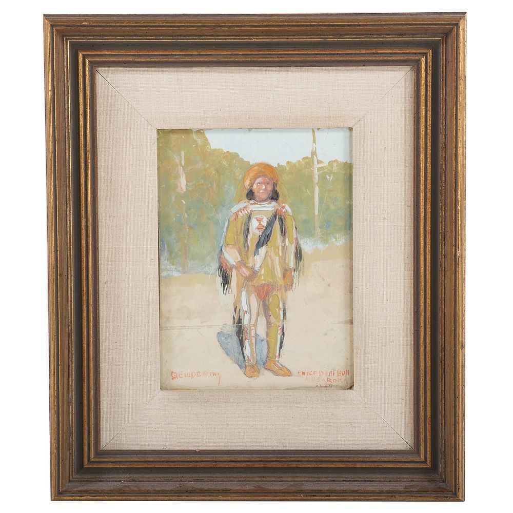 Appraisal: Edwin Willard Deming Chief Deaf Bull Gouache American - Chief