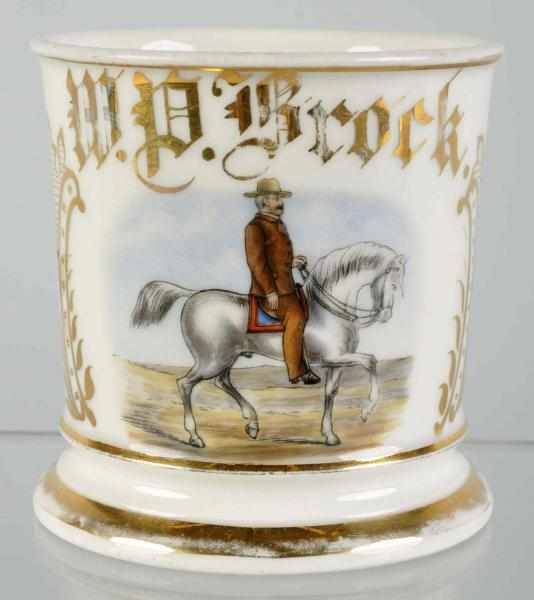 Appraisal: Man Riding Horse Shaving Mug Description Shows image of man