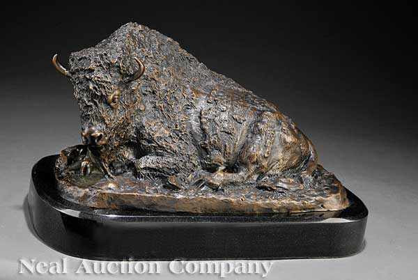 Appraisal: Robert Farthington Elwell American - Reclining Buffalo bronze cast signature