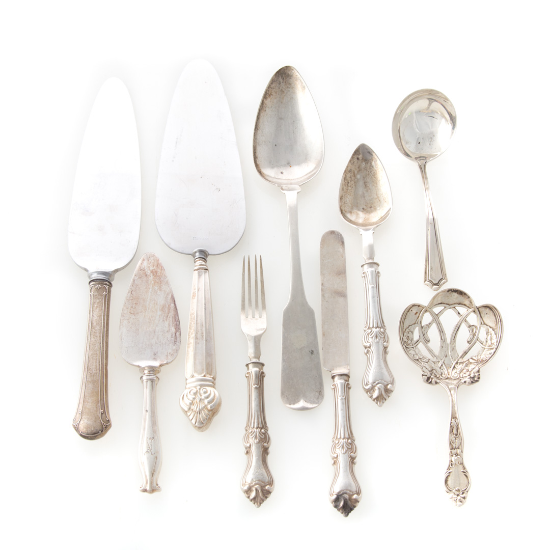 Appraisal: Miscellaneous sterling and coin flatware pieces comprising -piece child's set