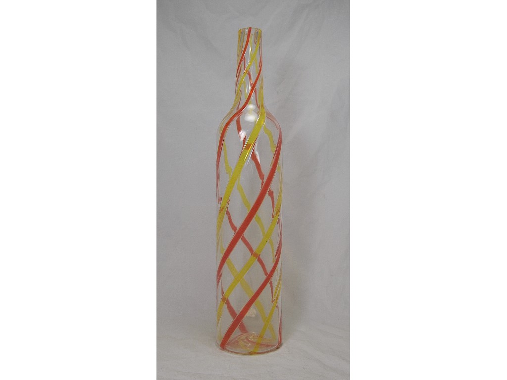 Appraisal: A Nailsea-type bottle of tall and slender form with red