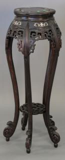 Appraisal: Carved Oriental stand with mother of pearl inlays ht in