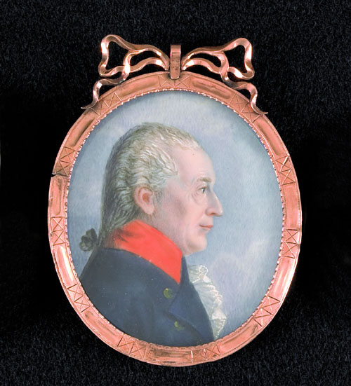 Appraisal: Miniature watercolor on ivory portrait of a gentleman late th