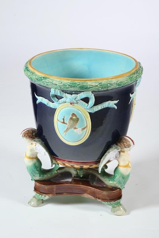 Appraisal: MAJOLICA JARDINIERE English nd half- th century Large Holdcroft cobalt