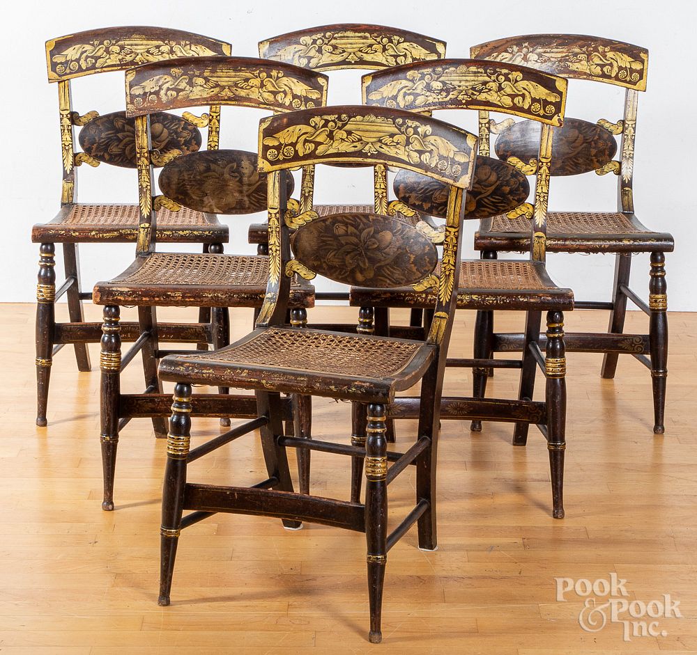 Appraisal: Set of six painted Sheraton fancy chairs Set of six