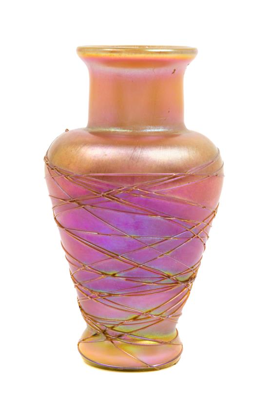 Appraisal: Sale Lot An American Studio Glass Vase Lundberg of baluster