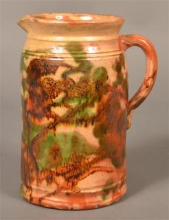 Appraisal: Good Multi-glazed Redware Pitcher Attributed to J Eberly Co -