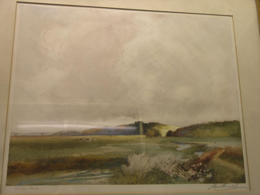 Appraisal: A coloured etching Winchelsea Marshes indistinctly signed in pencil on