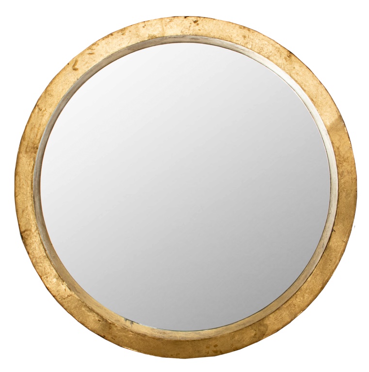 Appraisal: LARGE MODERN ROUND GILT METAL MIRROR Large modern round gilt