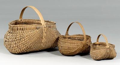 Appraisal: Three oak split egg baskets - in slight pest damage