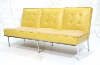 Appraisal: Vintage Mid Century Yellow Vinyl Sofa Couch Comm Vintage Mid