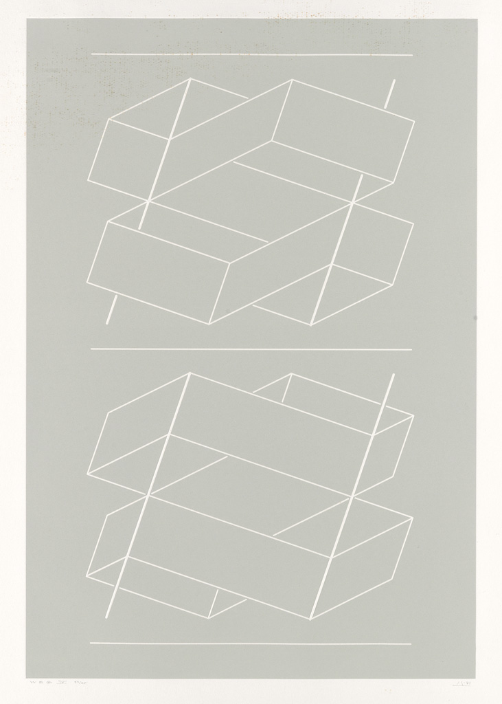 Appraisal: JOSEF ALBERS White Embossing on Gray IV One color line-cut