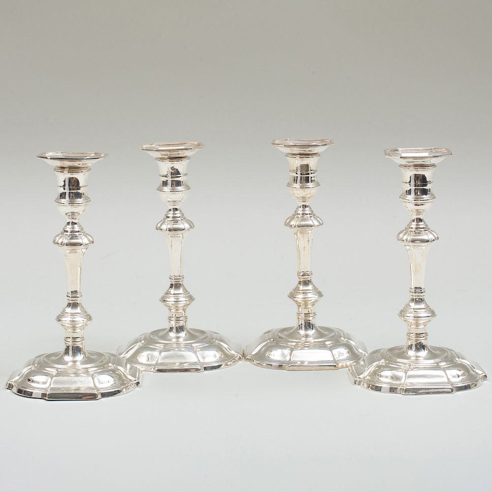 Appraisal: Set of Four George II Silver Candlesticks Set of Four