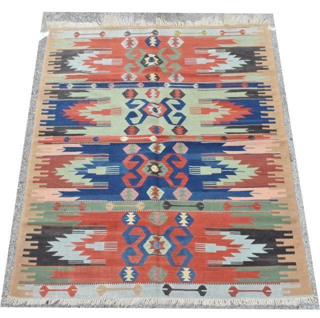 Appraisal: Hand-tied Turkish Oushak Kilim rug evidence of restoration approx 'l