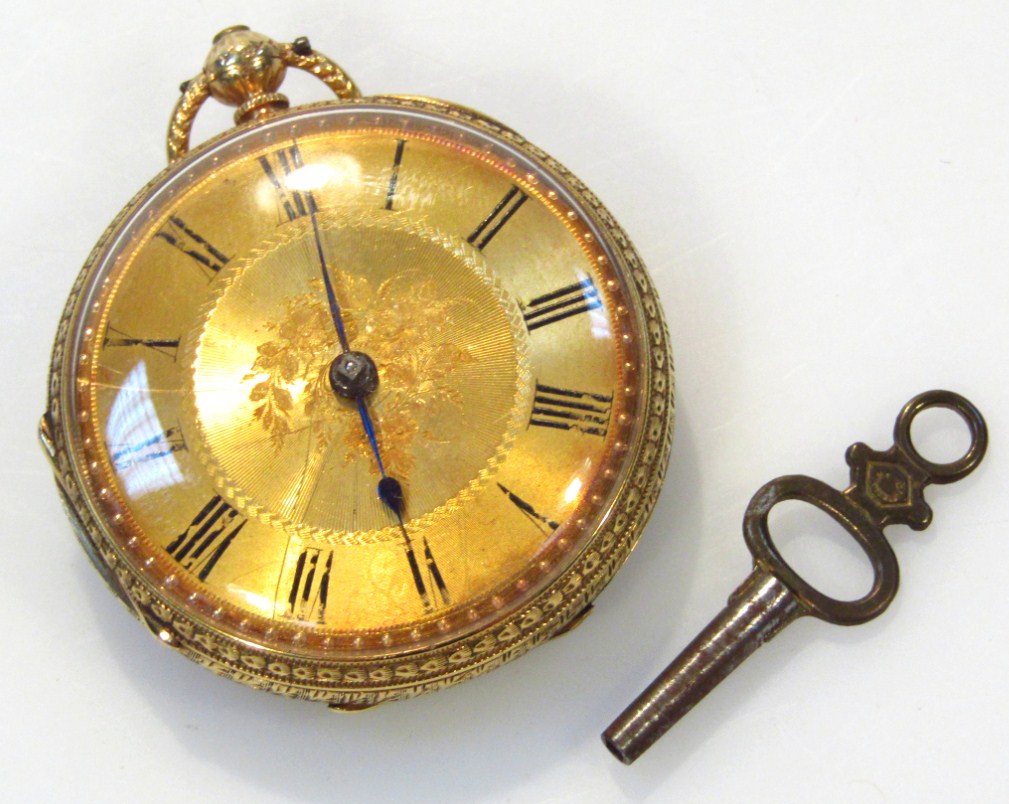 Appraisal: A George V ct gold open faced pocket watch the