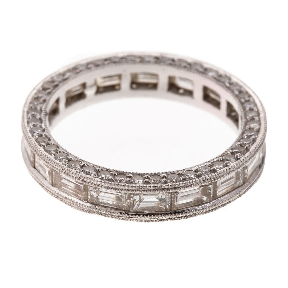 Appraisal: A ctw Baguette Diamond Band in Platinum Platinum band features