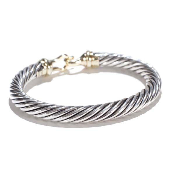 Appraisal: David Yurman Sterling Silver and K Yellow Gold Bangle Bracelet