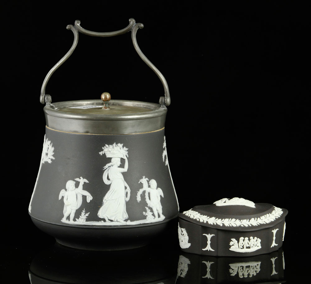 Appraisal: - Pc Black Wedgewood Jasperware Two pieces of black and