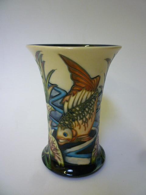 Appraisal: A MODERN MOORCROFT POTTERY VASE of flared cylindrical form designed