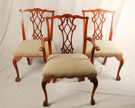 Appraisal: Six Chinese Chippendale-style Dining Chairs With ball and claw feet