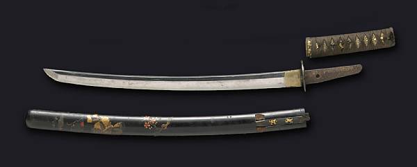 Appraisal: A wakizashi Shinshinto Nagasa cm shinogi-zukuri sakizori chu-kissaki sambonsugi-hamon Bushu