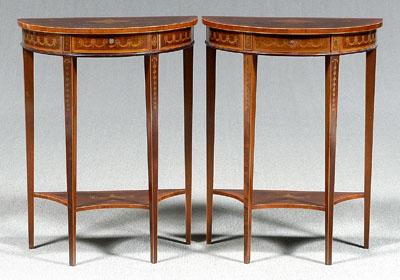 Appraisal: Pair Adam style demilune side tables very finely inlaid each