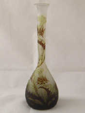 Appraisal: Galle A glass vase with tall slim neck the dark