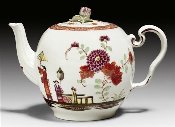 Appraisal: TEAPOT AND LID WITH 'STADLER' CHINESE FIGURES ZURICH CIRCA -