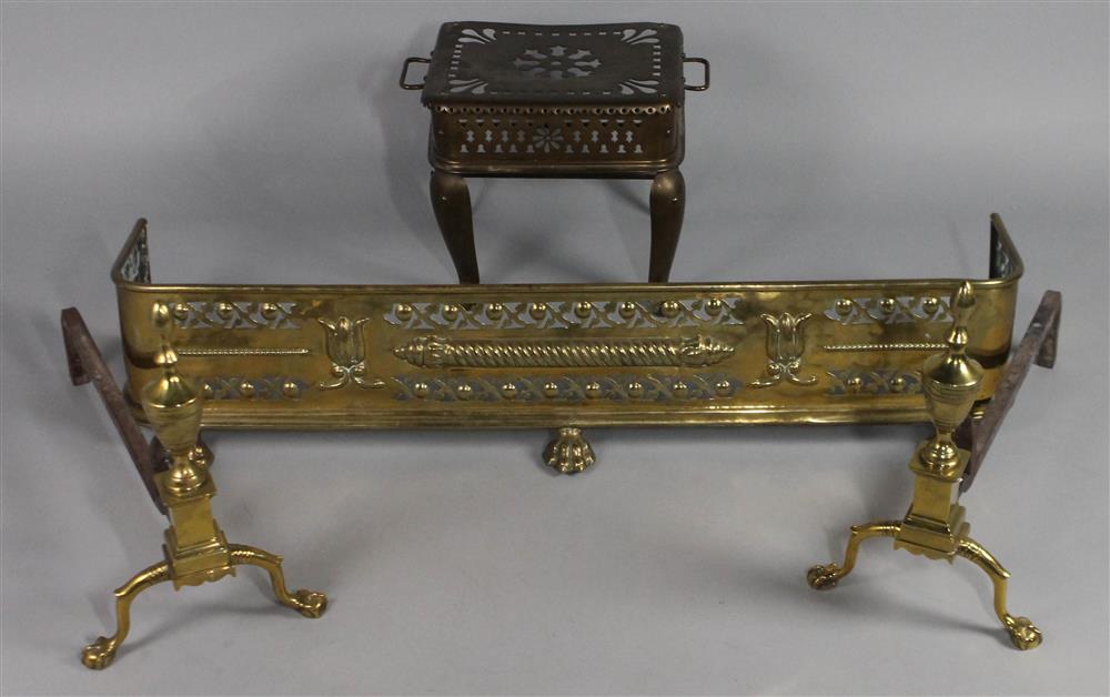 Appraisal: PAIR OF BRASS ANDIRONS WITH BALL AND CLAW FEET ALONG