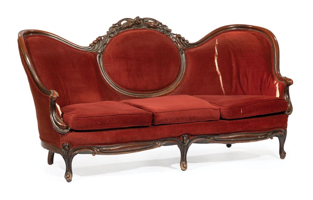 Appraisal: American Rococo Carved Mahogany Parlor Suite incl sofa armchairs associated