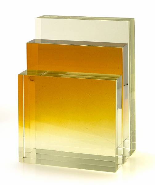 Appraisal: Vladimir Tom Czechoslovakian born three piece sculpture circa amber and