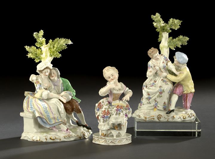 Appraisal: Three European Porcelain Figural Groups consisting of a pair of