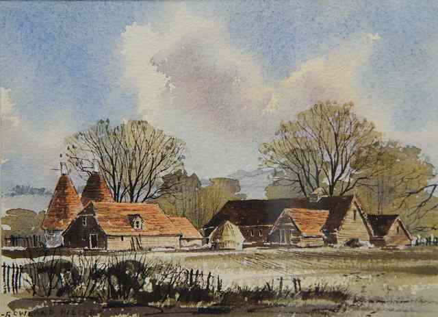 Appraisal: Rowland Hilder British - Kent oast houses signed watercolour and