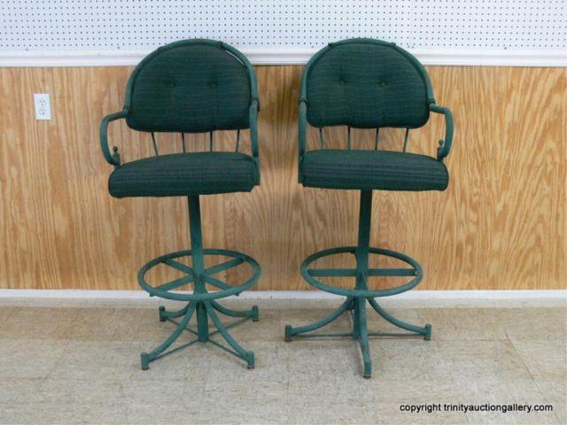 Appraisal: Two Tube Steel Swivel Barstools Complete with indoor outdoor seat