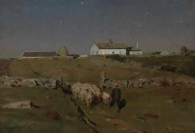 Appraisal: DWIGHT WILLIAM TRYON American - ''A Moonlight Night'' oil on