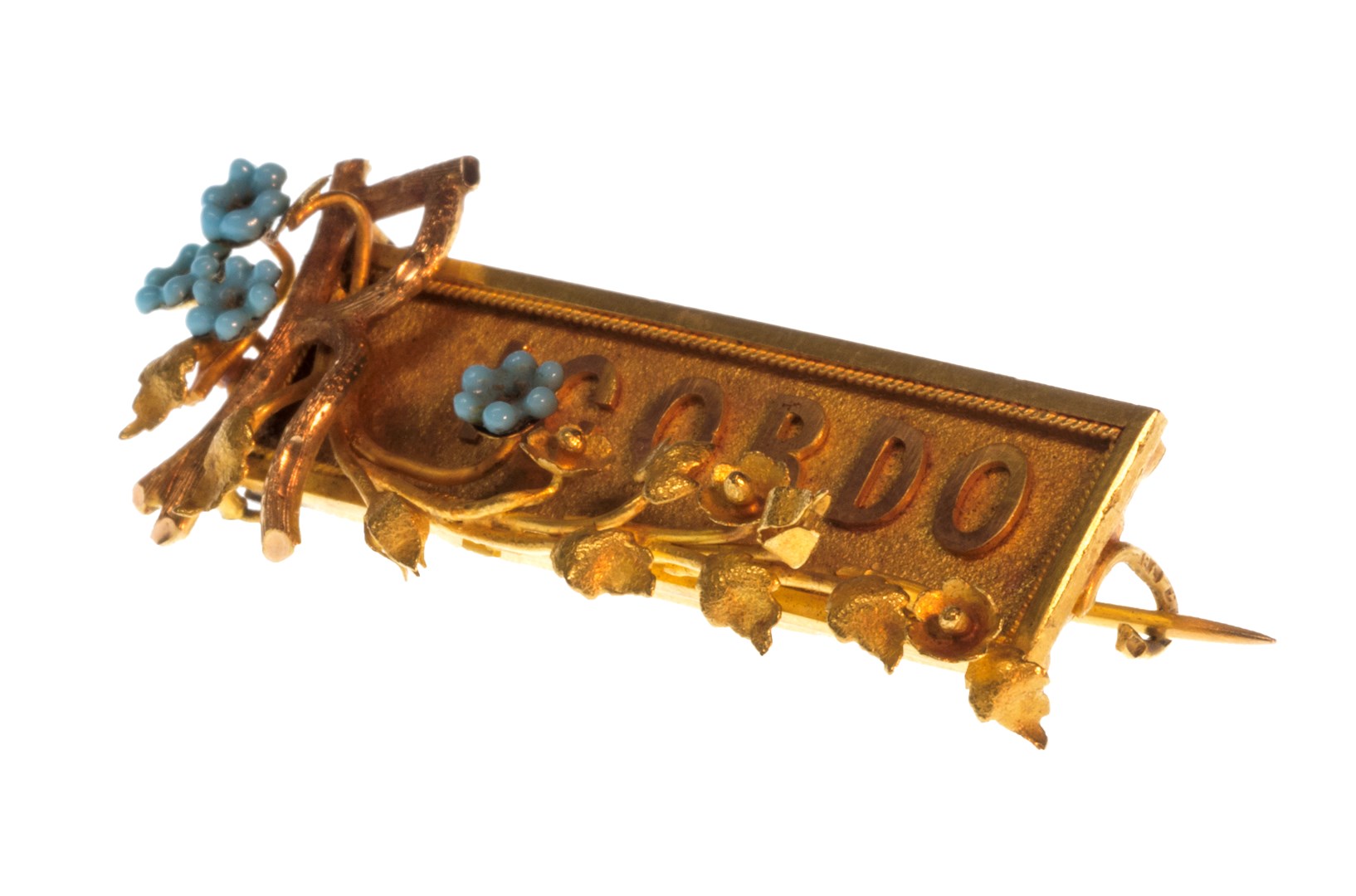 Appraisal: A gold brooch designed as a rectangular panel detailed Ricordo