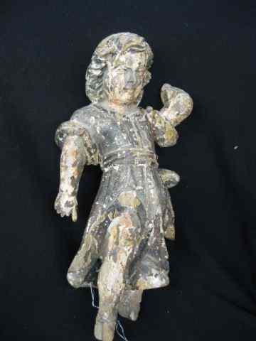 Appraisal: Early Carved Wood Gesso Figure some original paint circa th