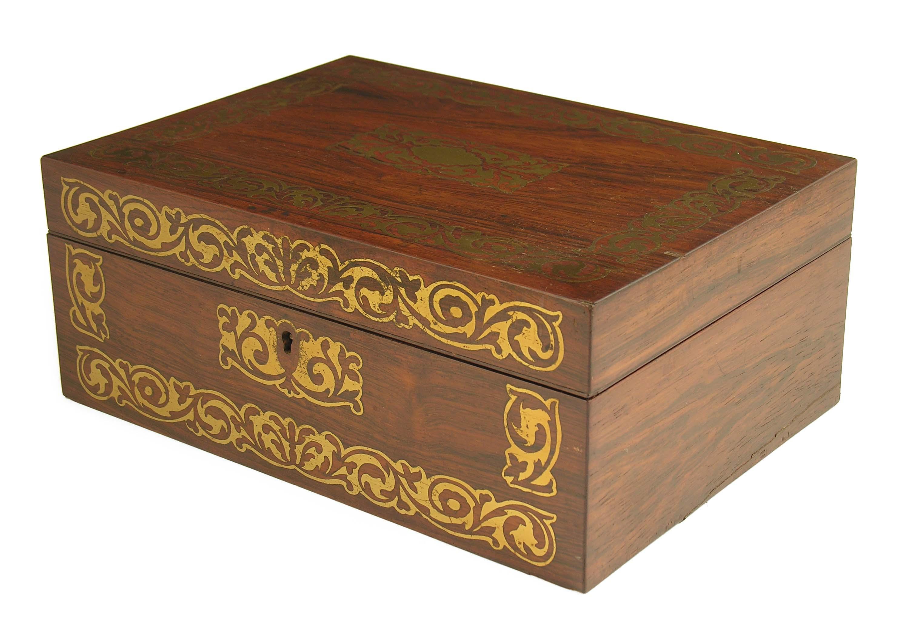 Appraisal: An early Victorian rosewood and brass inlaid work box