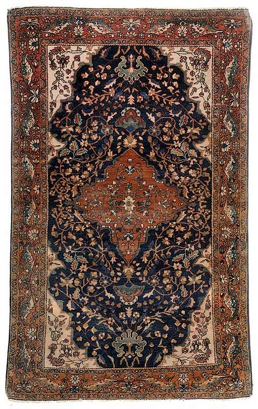 Appraisal: Persian Rug mid th century navy ground with central stylized