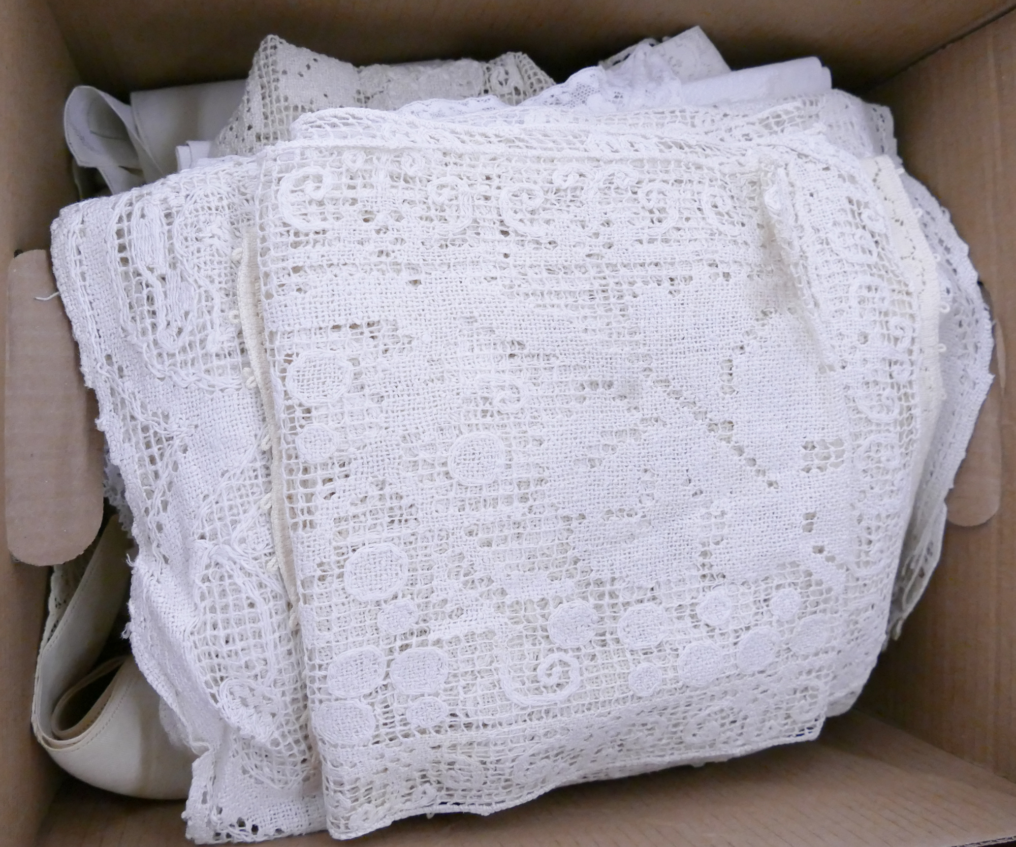 Appraisal: Box Lacework Table Cloth Napkin Sets Etc