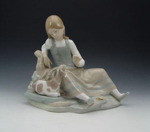 Appraisal: LLADRO GIRL WITH GOAT Retired in '' tall x ''