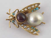 Appraisal: A yellow metal tests carat gold untested pearl turquoise and