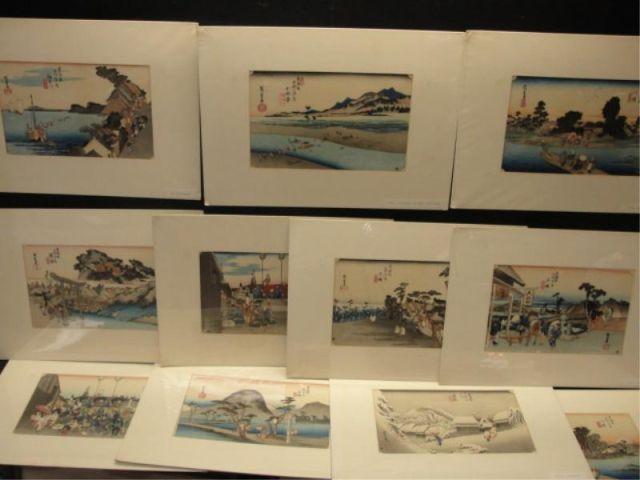 Appraisal: Box of Hiroshege Tokaido Japanese Prints As found- all matted