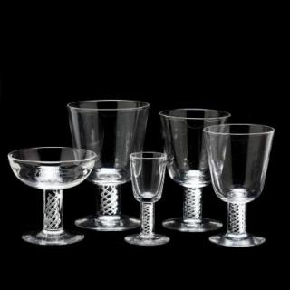 Appraisal: pc Steuben Airtwist Stemware to include water goblets wine hock