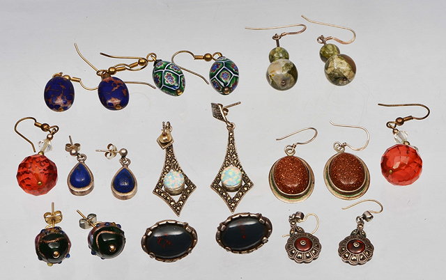 Appraisal: TEN PAIRS OF DROP EARRINGS various two Venetian glass one