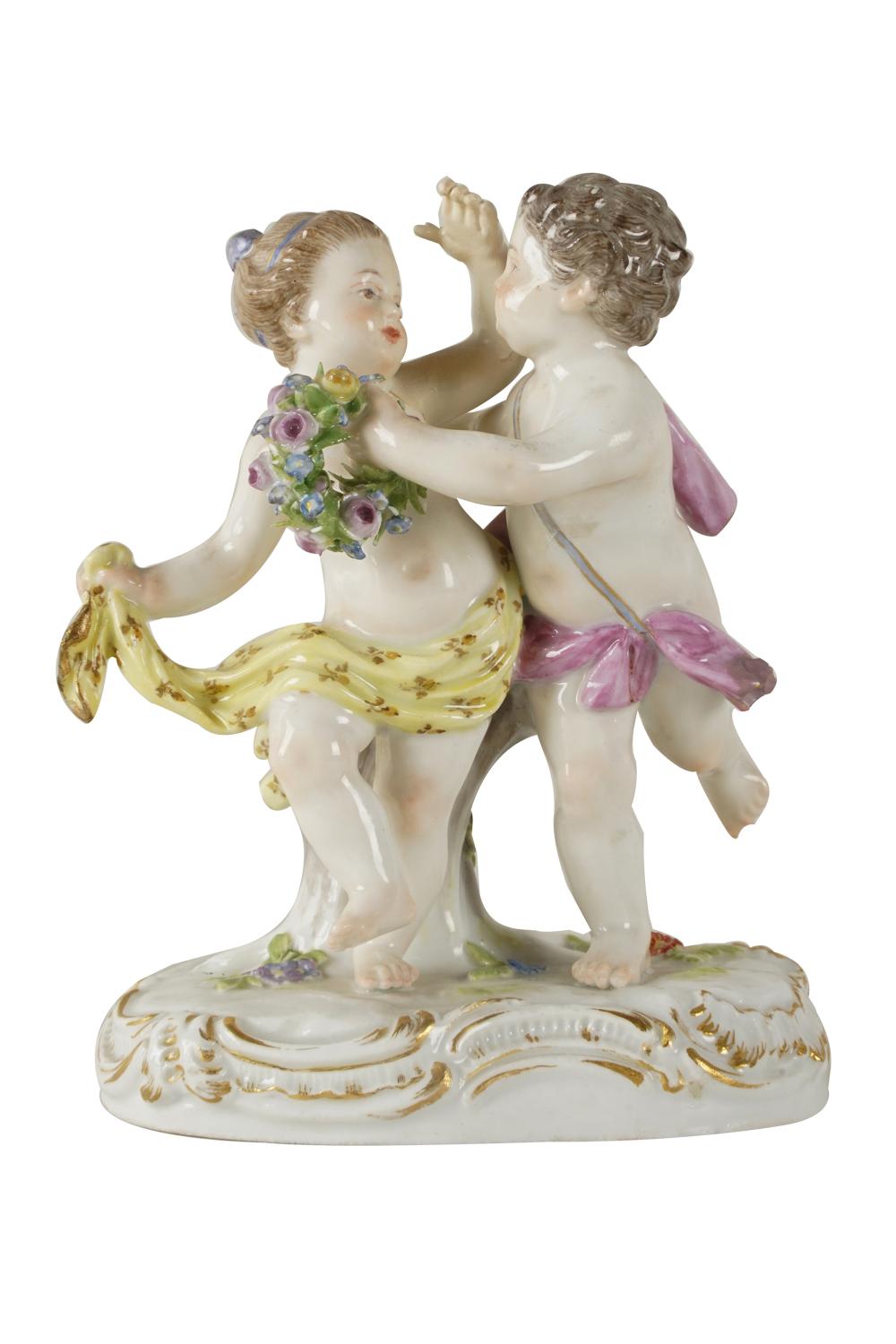 Appraisal: MEISSEN PORCELAIN CHERUB GROUPwith mark to underside Condition with repair