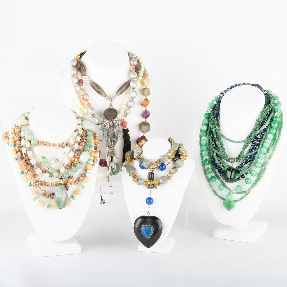 Appraisal: Miscellaneous Group of Sixteen Beaded Necklaces and Two Beaded Bracelets