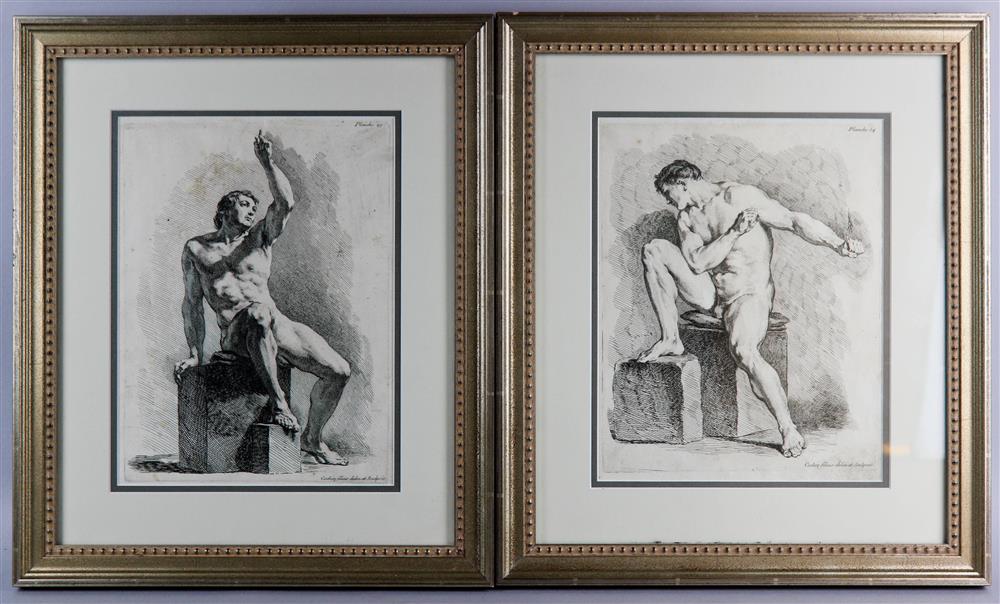 Appraisal: CHARLES NICOLAS COCHIN FRENCH - TWO ACADEMIC MALE NUDES Engravings