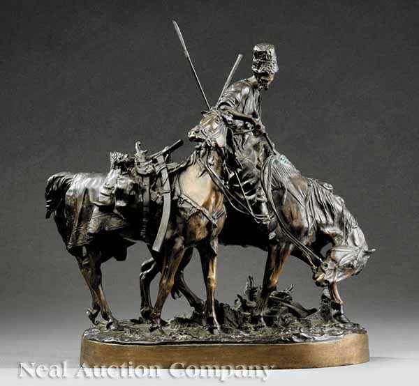 Appraisal: A Russian Patinated Bronze Figural Sculpture of Zaporezh Cossack after