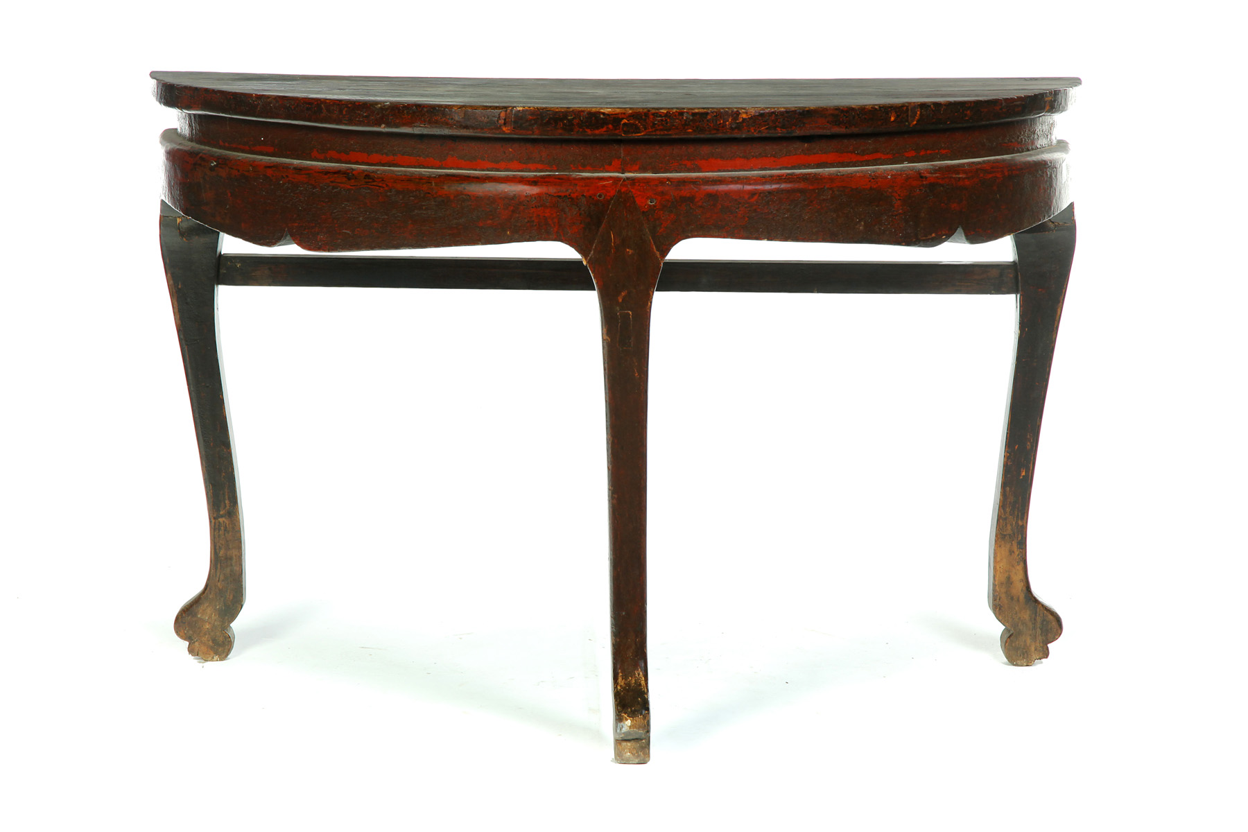 Appraisal: CHINESE DEMILUNE TABLE Late th-early th century elm Mortised construction